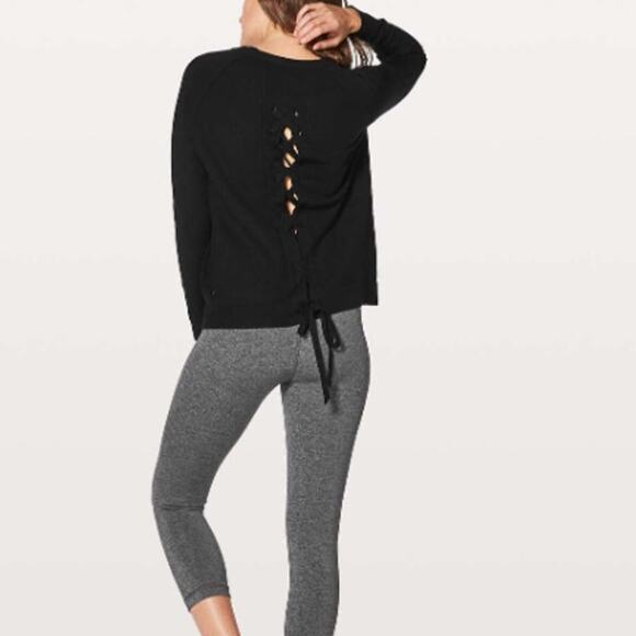 Lululemon TiedToYou Sweater Black Athleisure Casual Happy Hour Brunch - Size 6 - Picture 9 of 9